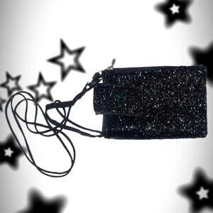 Brand New black beaded change purse